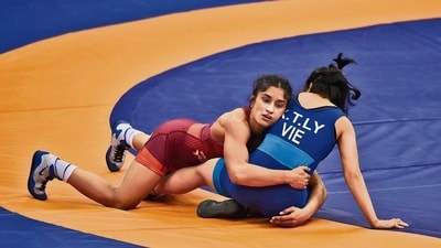 Wrestler Vinesh Phogat in a 2020 bout (HT) Wrestler Vinesh Phogat in a 2020 bout (HT)
