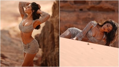 Meanwhile, the skirt - connected with embellished chainmail strings with the bralette - features a low-rise waist, a super-cropped mini hem length, a fitted body-hugging silhouette, and a scalloped design. She accessorised the outfit with dainty gemstone earrings and rings. (Instagram) Meanwhile, the skirt - connected with embellished chainmail strings with the bralette - features a low-rise waist, a super-cropped mini hem length, a fitted body-hugging silhouette, and a scalloped design. She accessorised the outfit with dainty gemstone earrings and rings. (Instagram)