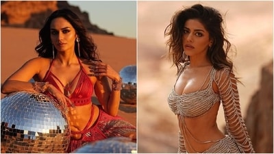 Manushi Chhillar and Alaya F starred in the recently released song Wallah Habibi from the film, Bade Miyan Chote Miyan. The movie also stars Akshay Kumar and Tiger Shroff. Manushi and Alaya slipped into risqué outfits for the music video. While Manushi slipped into a red bikini top and fringe skirt, Alaya wore a silver embellished bralette and mini skirt. The two actors even posed for a photoshoot in the sizzling outfits and shared the pictures on Instagram. Check out what they wore inside. (Instagram) Manushi Chhillar and Alaya F starred in the recently released song Wallah Habibi from the film, Bade Miyan Chote Miyan. The movie also stars Akshay Kumar and Tiger Shroff. Manushi and Alaya slipped into risqué outfits for the music video. While Manushi slipped into a red bikini top and fringe skirt, Alaya wore a silver embellished bralette and mini skirt. The two actors even posed for a photoshoot in the sizzling outfits and shared the pictures on Instagram. Check out what they wore inside. (Instagram)