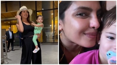 Priyanka Chopra was spotted at the airport with daughter Malti.