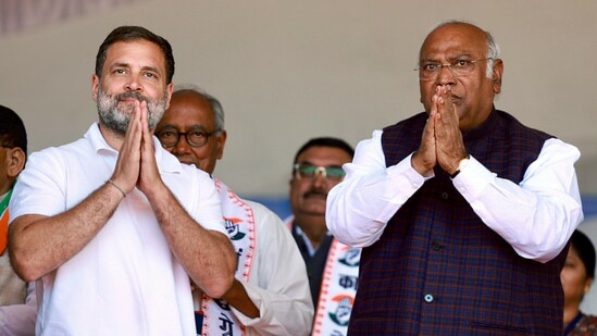 Congress President Mallikarjun Kharge and party leader Rahul Gandhi. (Congress-X)