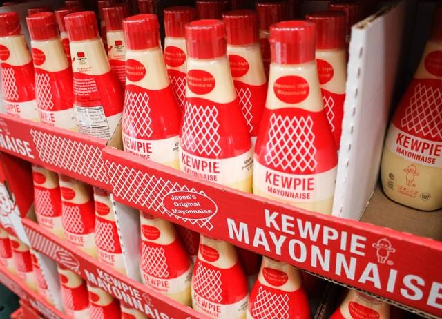 While all mayo uses whole eggs, Kewpie’s uses more egg yolk. It also has ajinomoto for an umami kick. While all mayo uses whole eggs, Kewpie’s uses more egg yolk. It also has ajinomoto for an umami kick.