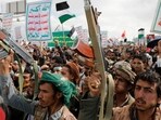 Houthi supporters attend a rally in the Gaza Strip (AP Photo/Osamah Abdulrahman, File)
