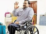 GN Saibaba, who suffers from 90% disability, contracted Covid 19 twice and even caught swine flu, which impacted his health adversely. (HT file photo)