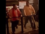 Nagaland minister Temjen Imna Along (left) working out in an open gym. 