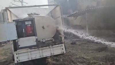A calf was reportedly burnt to death after a massive fire broke out in the diesel mini truck, and the fire erupted over one to two kilometre stretch of a nullah after diesel swept into it. (HT Photo) A calf was reportedly burnt to death after a massive fire broke out in the diesel mini truck, and the fire erupted over one to two kilometre stretch of a nullah after diesel swept into it. (HT Photo)