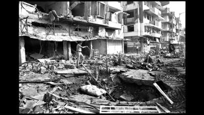 A police official at the site of a blast in Worli on March 13, 1993. (Sanjay Sharma/HT Archive) A police official at the site of a blast in Worli on March 13, 1993. (Sanjay Sharma/HT Archive)