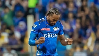 Jofra Archer while playing for the the Mumbai Indians in IPL 2023 (Mumbai Indians Twitter) Jofra Archer while playing for the the Mumbai Indians in IPL 2023 (Mumbai Indians Twitter)