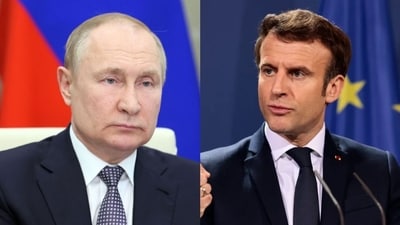 Macron on Thursday called Russia an adversary that would not stop in Ukraine if it defeated Kyiv