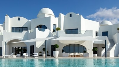 Greek oasis in heart of Emirates: Fake Santorini in Abu Dhabi to lure luxury travellers (Photo by Twitter/elite_traveler) Greek oasis in heart of Emirates: Fake Santorini in Abu Dhabi to lure luxury travellers (Photo by Twitter/elite_traveler)