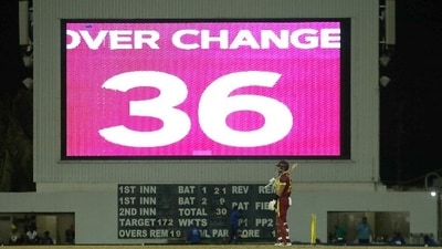 The stopclock running between overs The stopclock running between overs