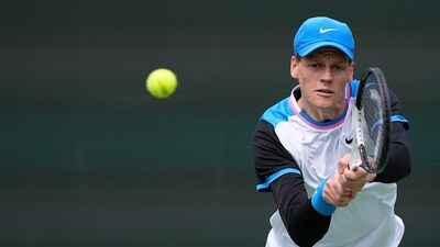 Jannik Sinner, of Italy, returns to Jiri Lehecka, of the Czech Republic, during a quarterfinal match at the BNP Paribas Open tennis tournament (AP) Jannik Sinner, of Italy, returns to Jiri Lehecka, of the Czech Republic, during a quarterfinal match at the BNP Paribas Open tennis tournament (AP)