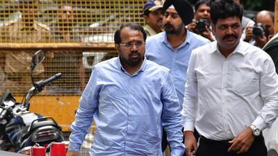 Mumbai, India – June 26, 2023: Shiv Sena (UBT) leader Suraj Chavan arrives to appear before the Enforcement Directorate for questioning in BMC COVID scam case, at Ballard Pier, in Mumbai, India, on Monday, June 26, 2023. (Photo by Bhushan Koyande/HT Photo) (Hindustan Times) Mumbai, India – June 26, 2023: Shiv Sena (UBT) leader Suraj Chavan arrives to appear before the Enforcement Directorate for questioning in BMC COVID scam case, at Ballard Pier, in Mumbai, India, on Monday, June 26, 2023. (Photo by Bhushan Koyande/HT Photo) (Hindustan Times)