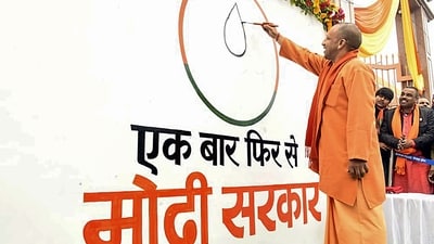 In public perception, the BJP under the double-engine rule of the Prime Minister Narendra Modi and chief minister Yogi Adityanath, has already won the battle of ballots and the guesstimate is on picks ranging from 70+, though some have given a slogan of 80/80. (PTI) In public perception, the BJP under the double-engine rule of the Prime Minister Narendra Modi and chief minister Yogi Adityanath, has already won the battle of ballots and the guesstimate is on picks ranging from 70+, though some have given a slogan of 80/80. (PTI)