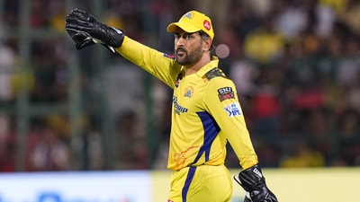 MS Dhoni during the IPL 2023 cricket match between Royal Challengers Bangalore and Chennai Super Kings, (PTI) MS Dhoni during the IPL 2023 cricket match between Royal Challengers Bangalore and Chennai Super Kings, (PTI)