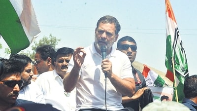 Thane , India - March ,15, 2024: Congress leader and MP Rahul Gandhi's Bharat Jodo Nyaya Yatra reached and chowk meetting in Wada in Palghar District and Rahul Gandhi met Supporters and farmers and tribe people and supporters,in Thane, in Mumbai, India, on, Friday, March,15, 2024. ( Praful Gangurde / HT Photo ) Thane , India - March ,15, 2024: Congress leader and MP Rahul Gandhi's Bharat Jodo Nyaya Yatra reached and chowk meetting in Wada in Palghar District and Rahul Gandhi met Supporters and farmers and tribe people and supporters,in Thane, in Mumbai, India, on, Friday, March,15, 2024. ( Praful Gangurde / HT Photo )