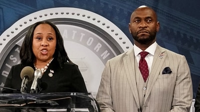 Fulton County District Attorney Fani Willis speaks at a press conference next to prosecutor Nathan Wade after a Grand Jury brought back indictments against former president Donald Trump and his allies in their attempt to overturn the state's 2020 election results, in Atlanta, Georgia, U.S. August 14, 2023. REUTERS/Elijah Nouvelage/File Photo (REUTERS)