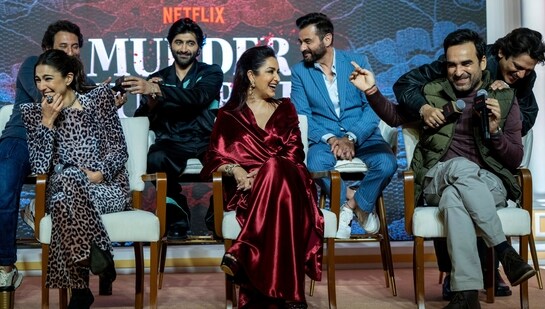 The cast of Murder Mubarak at HT City Stars In The City in Mumbai. (Harkiran Singh Bhasin)