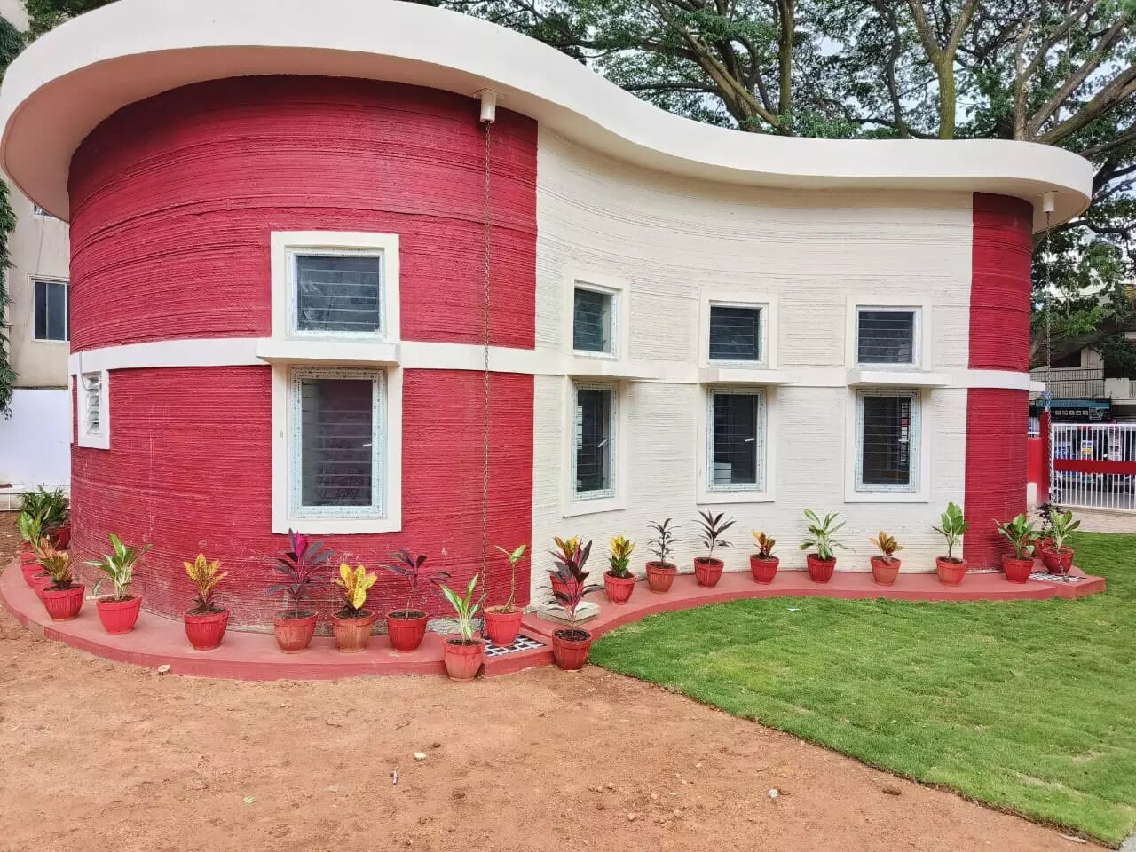 The single-storey 3D-printed post office in Bengaluru. (Image: Larsen & Toubro) The single-storey 3D-printed post office in Bengaluru. (Image: Larsen & Toubro)