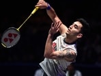 India's Lakshya Sen in action. India's Lakshya Sen in action.