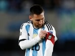 Argentina's Lionel Messi reacts during a match.