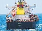 This photograph shared by Indian navy on the X platform shows the hijacked ship ex-MV Ruen, Saturday. (AP) This photograph shared by Indian navy on the X platform shows the hijacked ship ex-MV Ruen, Saturday. (AP)