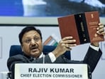 Lok Sabha Election 2024 Date LIVE: Chief election commissioner Rajiv Kumar addresses the press conference announcing the dates for the Lok Sabha polls, which will be held in 7 phases from 19th April to 1st June, in New Delhi on Saturday. ((ANI Photo/Shrikant Singh))