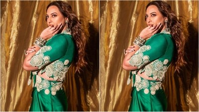 Assisted by hairstylist Madhuri Nakhale, Sonakshi styled her long, luscious locks into soft curls and left them open in the middle, cascading beautifully down her shoulders and completing her stunning look.&nbsp; (Instagram/@aslisona)