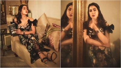 Sara Ali Khan's latest look is all about glamour and grace as she dazzles in an exquisite black ensemble. The stylish diva is a total stunner who knows her way around fashion like a pro. Whether it's a mini dress or a chic jumpsuit, she can turn any outfit into a glamorous affair. Just a day ago, Sara wowed her fans in a colourful saree and now in a glamorous gown, she continues to prove her fashion finesse with her head-turning looks. Her latest stunning look is no exception and is sure to leave you in awe. (Instagram/@saraalikhan95) Sara Ali Khan's latest look is all about glamour and grace as she dazzles in an exquisite black ensemble. The stylish diva is a total stunner who knows her way around fashion like a pro. Whether it's a mini dress or a chic jumpsuit, she can turn any outfit into a glamorous affair. Just a day ago, Sara wowed her fans in a colourful saree and now in a glamorous gown, she continues to prove her fashion finesse with her head-turning looks. Her latest stunning look is no exception and is sure to leave you in awe. (Instagram/@saraalikhan95)