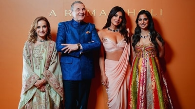 Lucia Silversti and Christophe Babin of Bulgari pose with Priyanka Chopra and Isha Ambani at A Roman Holi bash (PTI) Lucia Silversti and Christophe Babin of Bulgari pose with Priyanka Chopra and Isha Ambani at A Roman Holi bash (PTI)