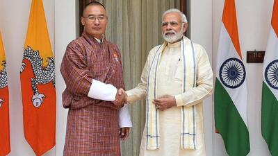 Bhutan PM Dasho Tshering Tobgay met PM Narendra Modi during his five-day visit to India on Thursday (Twitter Photo) Bhutan PM Dasho Tshering Tobgay met PM Narendra Modi during his five-day visit to India on Thursday (Twitter Photo)