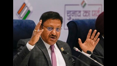 Chief Election Commissioner Rajiv Kumar during announcement of the schedule for General Elections 2024 (PTI)