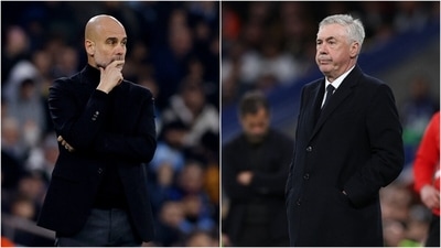 Pep Guardiola (L) and Carlo Ancelotti during Champions League fixtures (AP) Pep Guardiola (L) and Carlo Ancelotti during Champions League fixtures (AP)