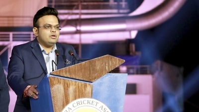 BCCI Secretary Jay Shah speaks during a ceremony organised to rename Saurashtra Cricket Association Stadium after former Indian cricketer Niranjan Shah (PTI)