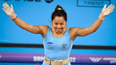 India's Mirabai Chanu reacts after winning the gold medal in the women's 49kg weightlifting category at the Commonwealth Games 2022 (PTI) India's Mirabai Chanu reacts after winning the gold medal in the women's 49kg weightlifting category at the Commonwealth Games 2022 (PTI)