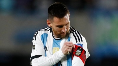Argentina's Lionel Messi reacts during a match. (REUTERS)