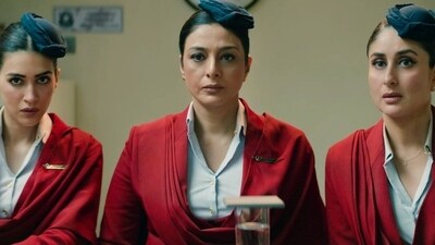 Crew trailer: Tabu, Kriti Sanon and Kareena Kapoor in a still. Crew trailer: Tabu, Kriti Sanon and Kareena Kapoor in a still.