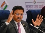 Chief Election Commissioner Rajiv Kumar during announcement of the schedule for General Elections 2024 (PTI)