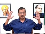 Delhi chief minister Arvind Kejriwal addresses a press conference in New Delhi. (PTI Photo)