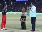 Former India head coach Ravi Shastri with RCB captain Smriti Mandhana at toss Former India head coach Ravi Shastri with RCB captain Smriti Mandhana at toss