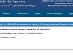 IITM Pune Invites Applications for 30 Research Associate & Fellow Posts