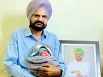 Parents of the late Punjabi singer Sidhu Moose Wala, Balkaur Singh, and Charan Kaur welcomed a baby boy on Sunday, almost two years after the singer was killed in Punjab. The photo was shared by the late singer's father on his social media. (Balkaur Singh's Facebook page/ ANI) Parents of the late Punjabi singer Sidhu Moose Wala, Balkaur Singh, and Charan Kaur welcomed a baby boy on Sunday, almost two years after the singer was killed in Punjab. The photo was shared by the late singer's father on his social media. (Balkaur Singh's Facebook page/ ANI)