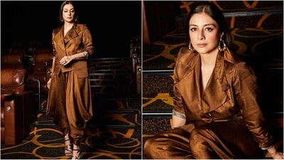 Tabu is a total fashionista who knows how to hit the fashion mark like a pro. Be it a sartorial saree or a chic jumpsuit, the actress can pull off any look to perfection. Tabu is currently busy promoting her forthcoming film "Crew" and her stunning looks are doing the rounds on social media. This time around, the actress has donned a copper ensemble that is a perfect blend of power dressing and a hint of tradition, making her look a total showstopper. She has fans swooning with her incredible fashion sense and undeniable beauty. (Instagram/@sanamratansi) Tabu is a total fashionista who knows how to hit the fashion mark like a pro. Be it a sartorial saree or a chic jumpsuit, the actress can pull off any look to perfection. Tabu is currently busy promoting her forthcoming film "Crew" and her stunning looks are doing the rounds on social media. This time around, the actress has donned a copper ensemble that is a perfect blend of power dressing and a hint of tradition, making her look a total showstopper. She has fans swooning with her incredible fashion sense and undeniable beauty. (Instagram/@sanamratansi)