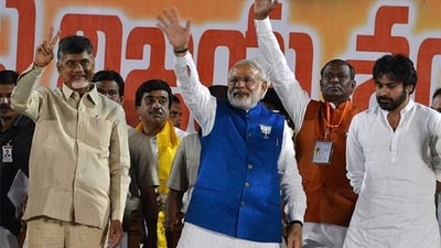 N Chandrababu Naidu and Pawan Kalyan with Prime Minister Narendra Modi. (File)