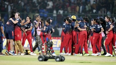 RCB players celebrate their win in the WPL final. (PTI) RCB players celebrate their win in the WPL final. (PTI)