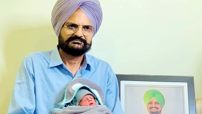 Parents of the late Punjabi singer Sidhu Moose Wala, Balkaur Singh, and Charan Kaur welcomed a baby boy on Sunday, almost two years after the singer was killed in Punjab. The photo was shared by the late singer's father on his social media. (Balkaur Singh's Facebook page/ ANI) Parents of the late Punjabi singer Sidhu Moose Wala, Balkaur Singh, and Charan Kaur welcomed a baby boy on Sunday, almost two years after the singer was killed in Punjab. The photo was shared by the late singer's father on his social media. (Balkaur Singh's Facebook page/ ANI)