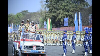 Rehearsal for CRPF Day held in Prayagraj on Sunday. (HT)