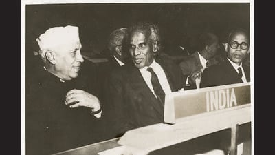 The first Prime Minister of India Jawaharlal Nehru along with VK Krishna Menon (HT File) The first Prime Minister of India Jawaharlal Nehru along with VK Krishna Menon (HT File)