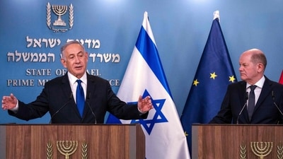 Netanyahu's comments, alongside visiting German Chancellor Olaf Scholz, follow international fears over the fate of the roughly 1.5 million people sheltering in Rafah, most of them displaced by Gaza's war. (AFP) Netanyahu's comments, alongside visiting German Chancellor Olaf Scholz, follow international fears over the fate of the roughly 1.5 million people sheltering in Rafah, most of them displaced by Gaza's war. (AFP)