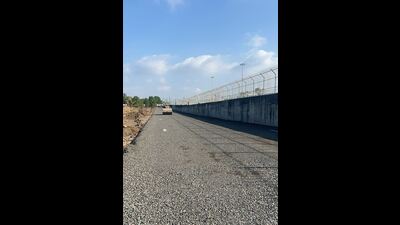 Work on the seven-metre road meant for two-, three- and four- wheelers is almost 80% complete. (HT PHOTO)